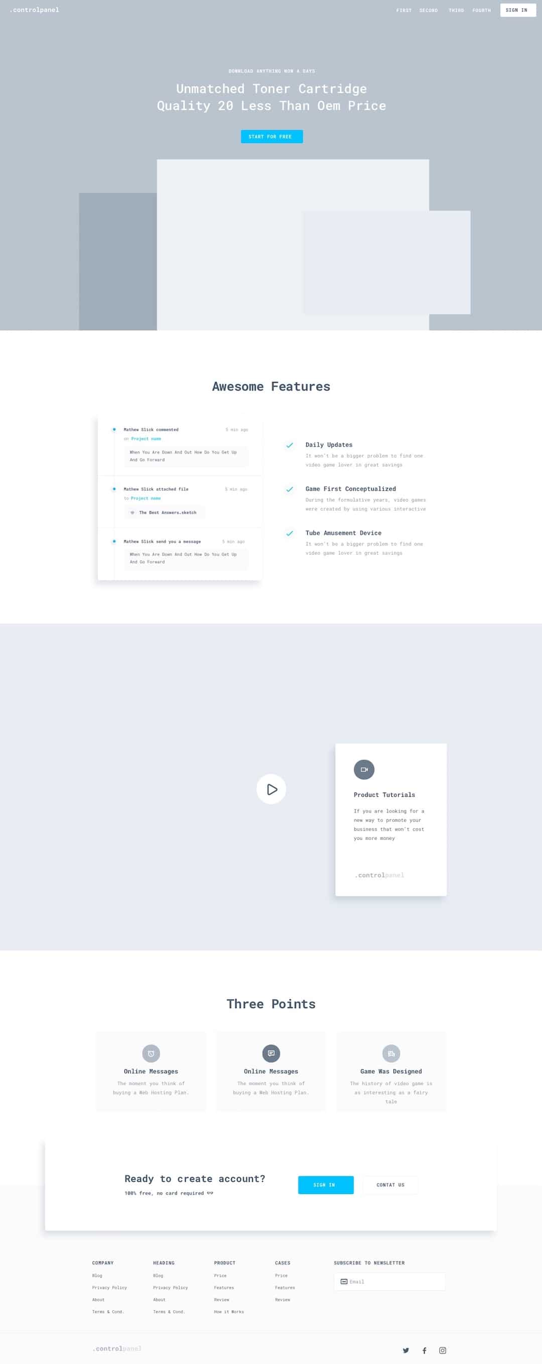 Wireframe color scheme for the Control Panel design system